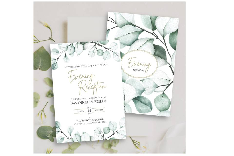 Leafy Evening Reception Invite