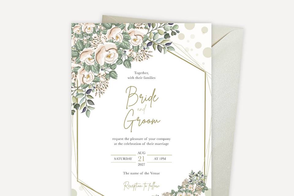Floral Golden Wedding Invite