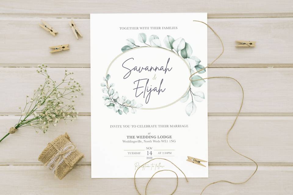 Leafy Wedding Invite