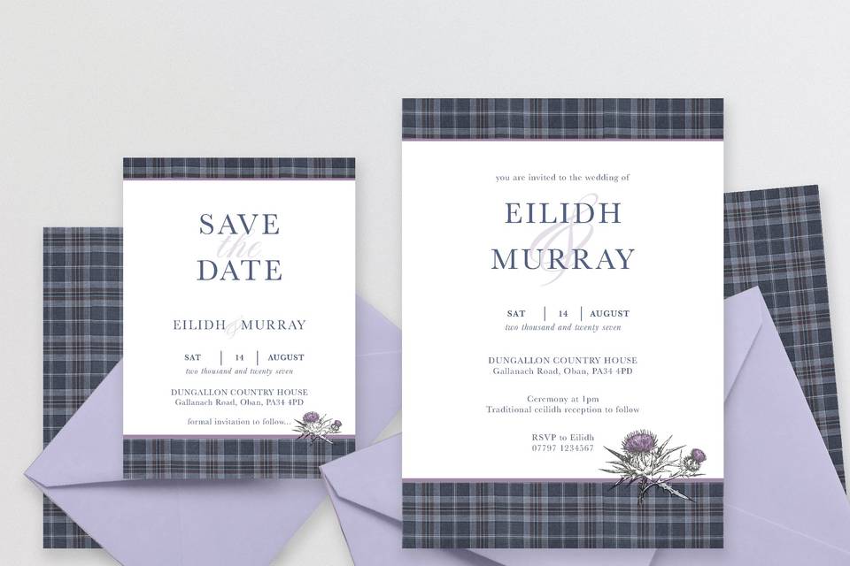Scottish themed wedding invite