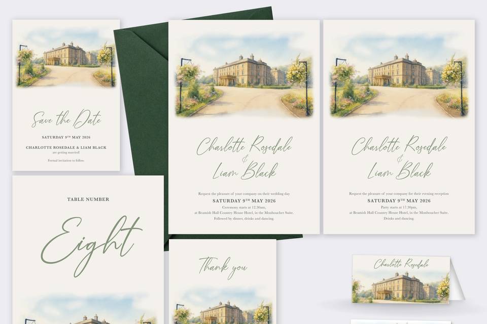 Beamish Hall Watercolour 1