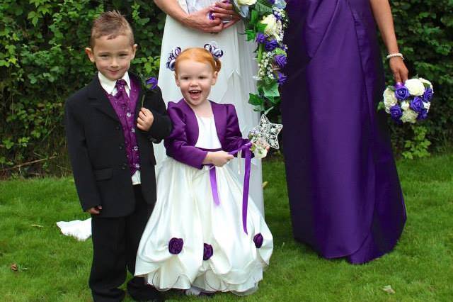 Bride, bridesmaid and kids