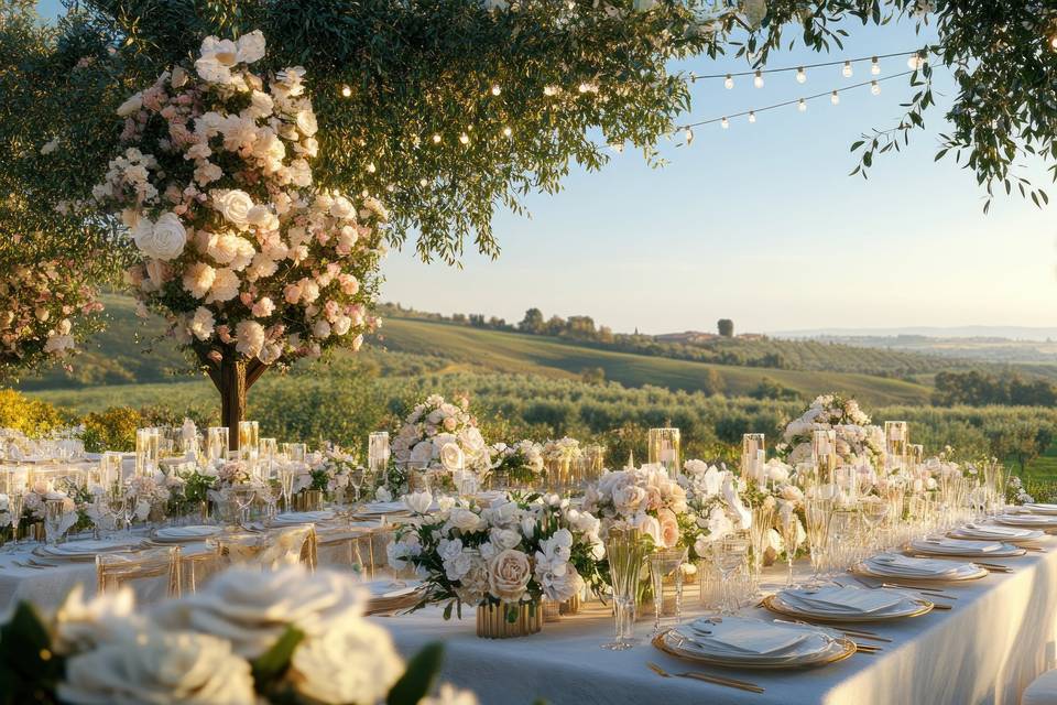 White Florals & VIneyard
