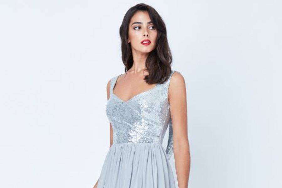 Silver bridesmaid dress
