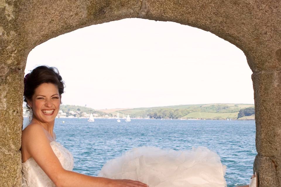 Guest-of-honour and ocean backdrop