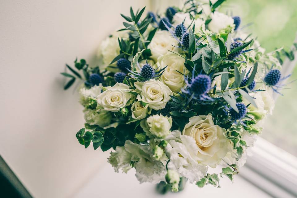 Blue and white Bridal
