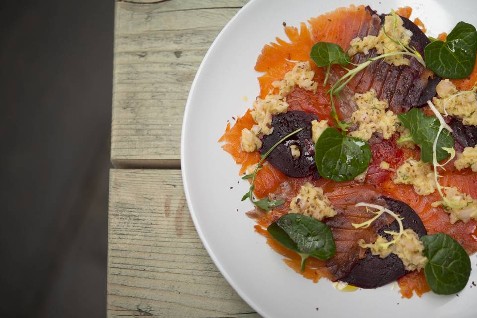 Salmon and beet salad