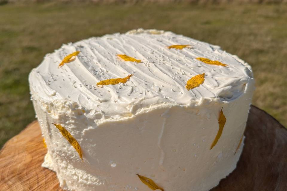 Carrot, orange & gorse cake