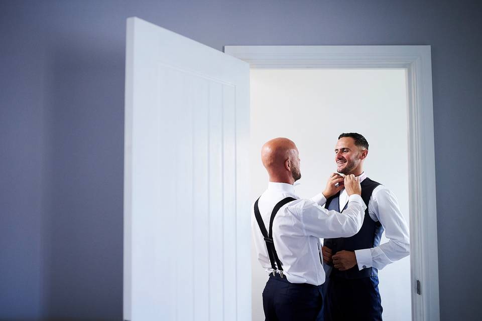 Groom getting ready