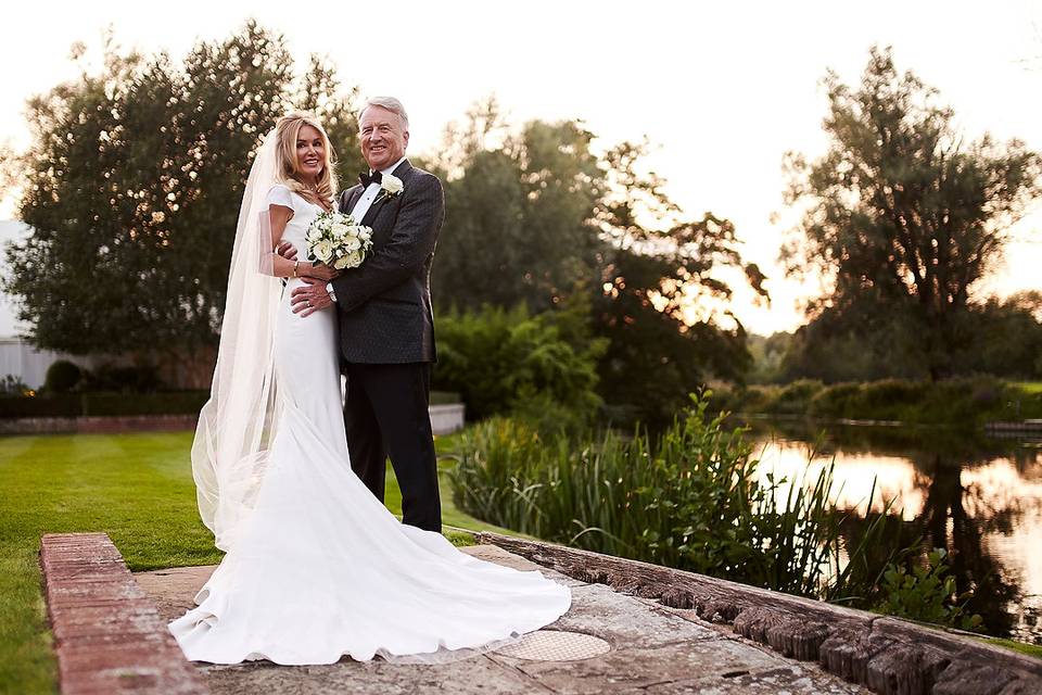 Bride and Groom at Sunset