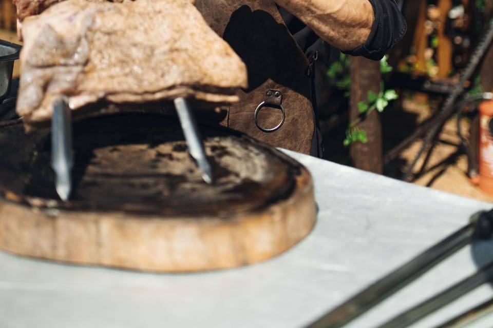 Chef working on the Beef Ribs