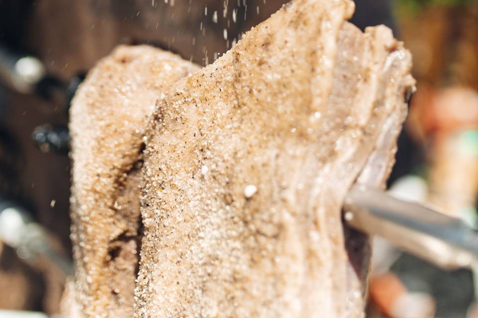 Chef working on the Beef Ribs