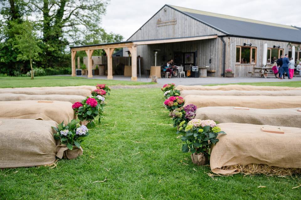 Outdoor hay set up