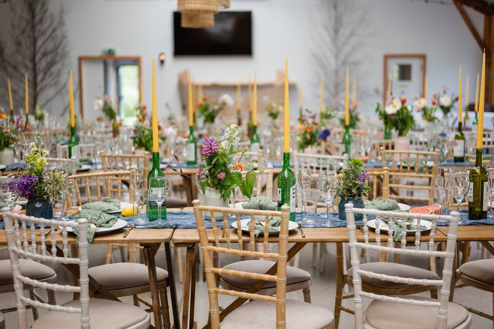 Table set up in barn