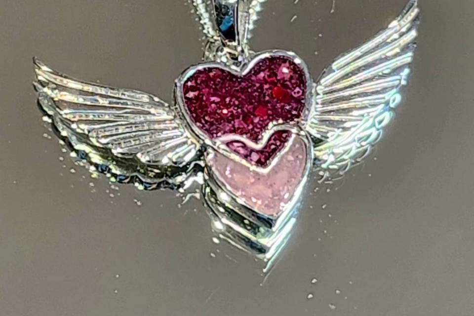 Double Heart Angelwing Pendant
