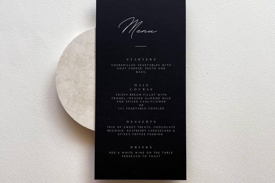 Jenny black long menu