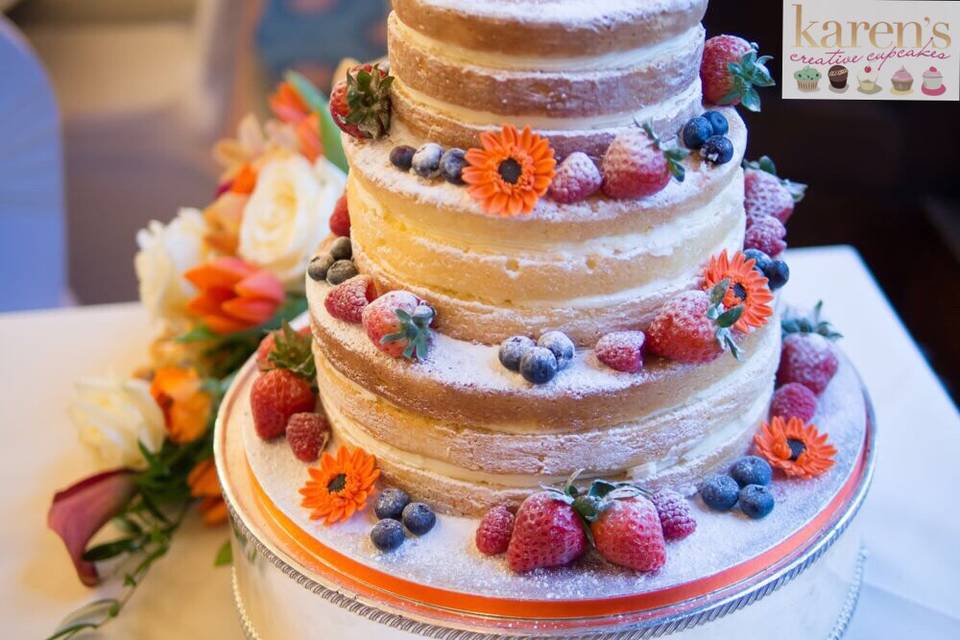 Naked 3 tiered cake