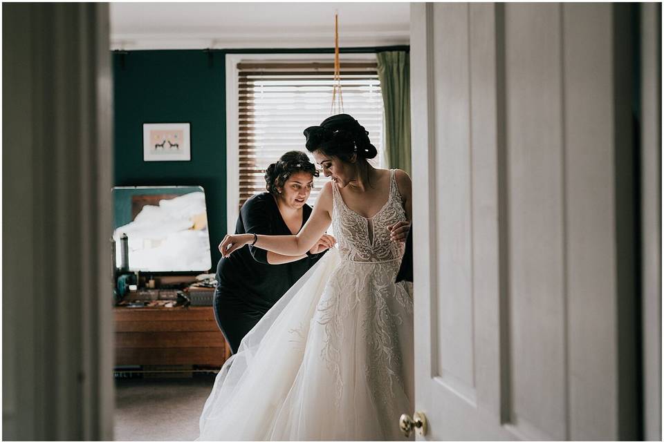 Bride getting ready