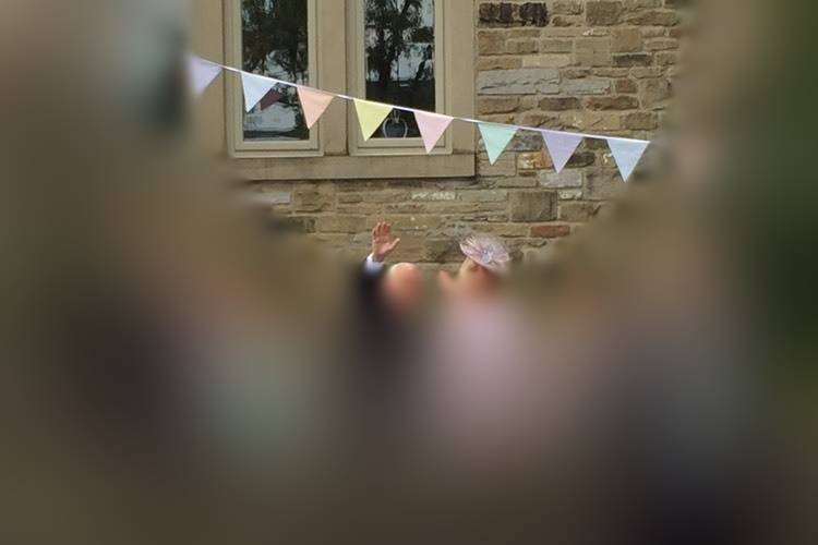 Pastel bunting outside church