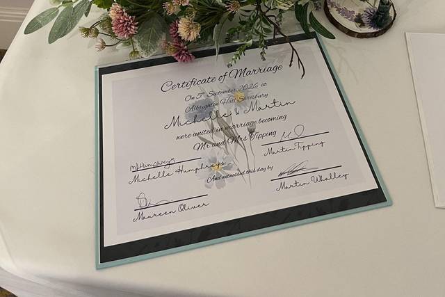 Hand painted vow booklets