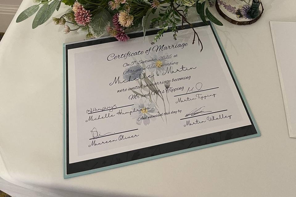Hand painted vow booklets