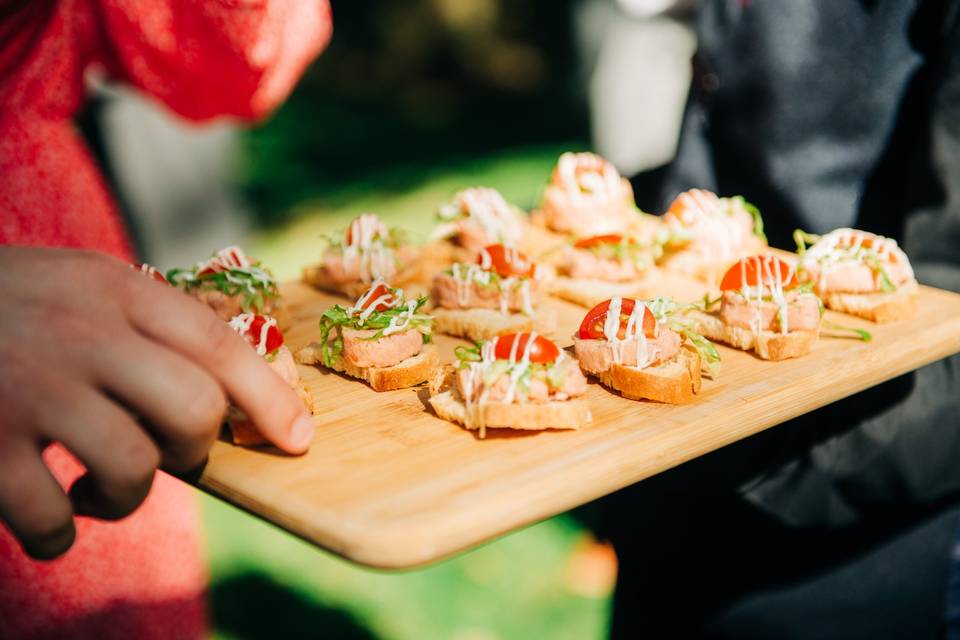 Canapés on the lawn