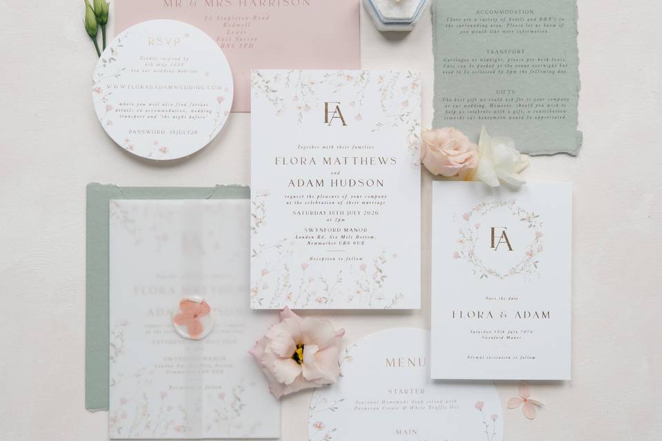 Floral wedding invitation