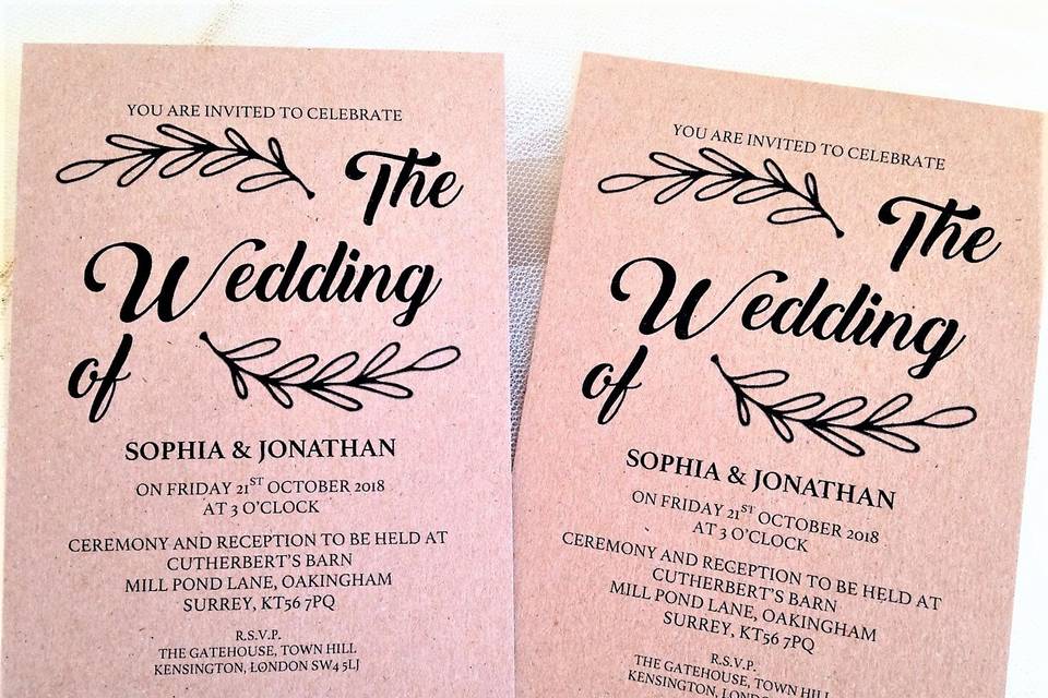 Wreath Wedding Invites £1