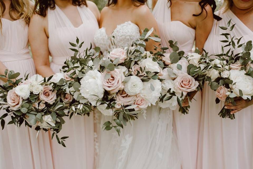 Closeup of wedding bouquets