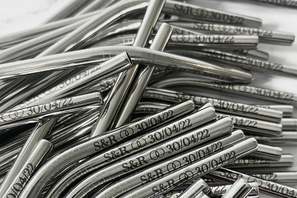 Silver wedding straws