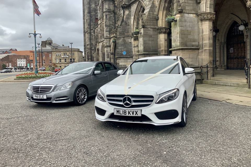 Silver and White Mercedes