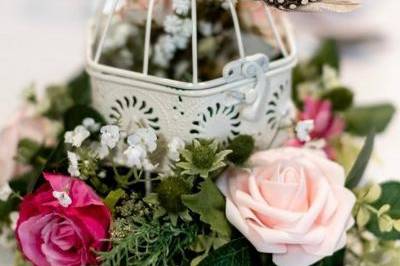 Floral birdcage centrepiece