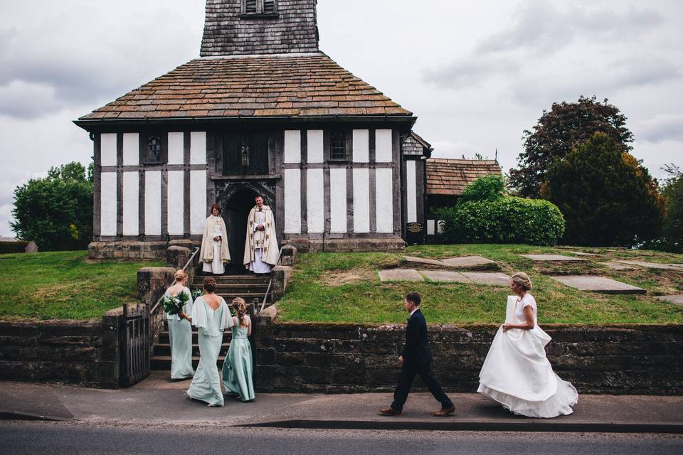 Arriving at church