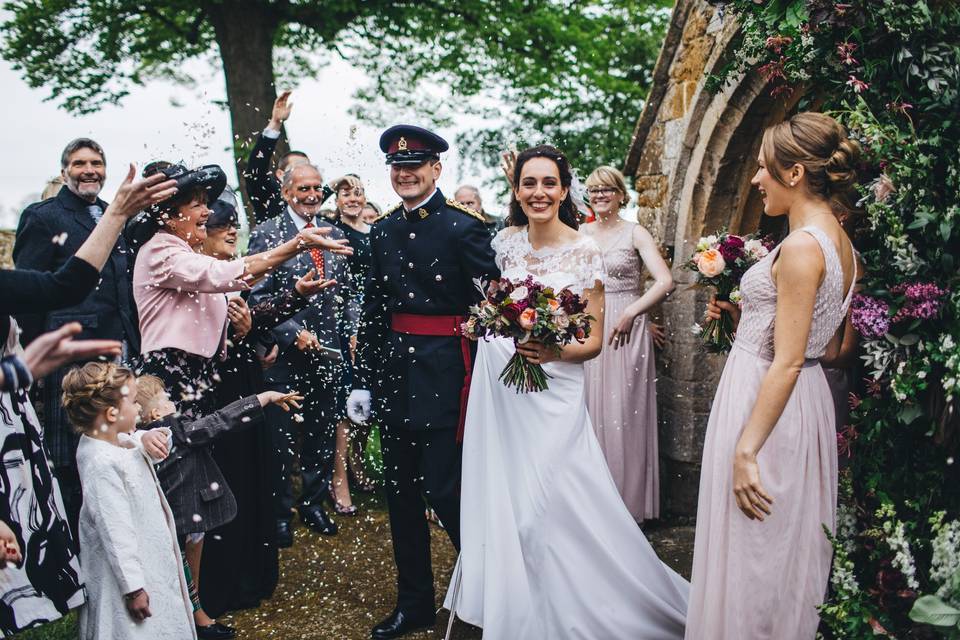 Confetti outside church