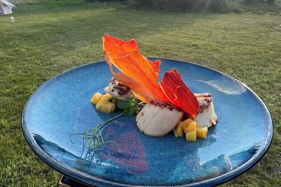 Scallop, Proscuitto, Pea Puree