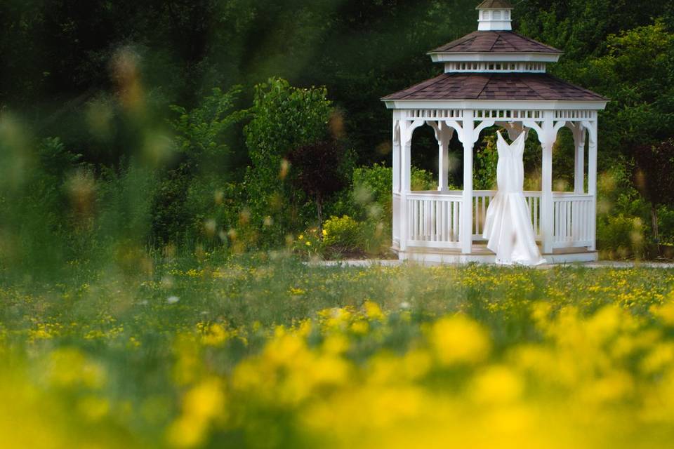 Wedding dress in the distance - Thistle + Stone Photography