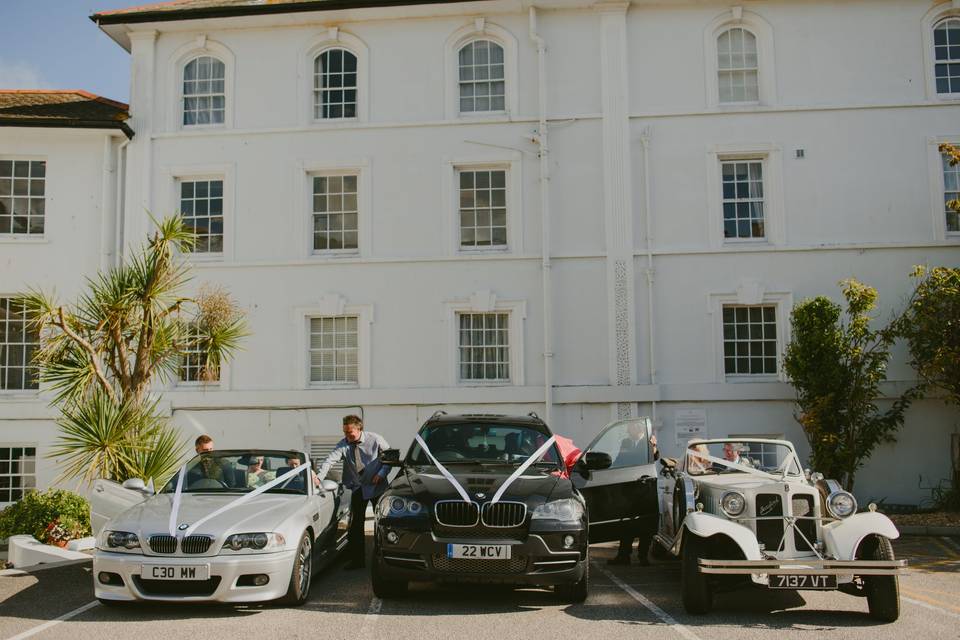 Wedding cars outside the hotel