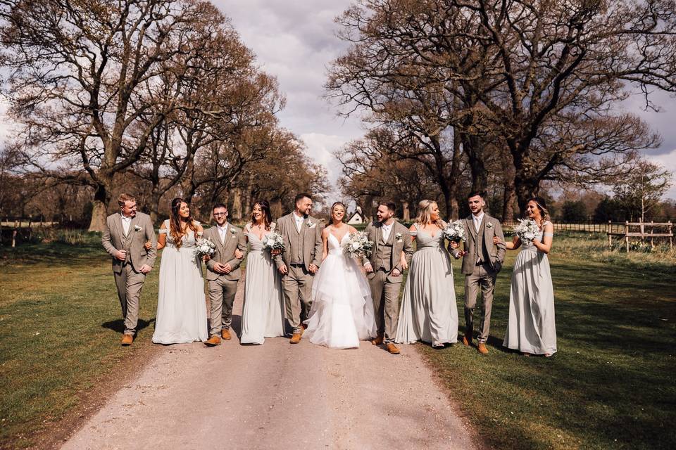 Driveway wedding party