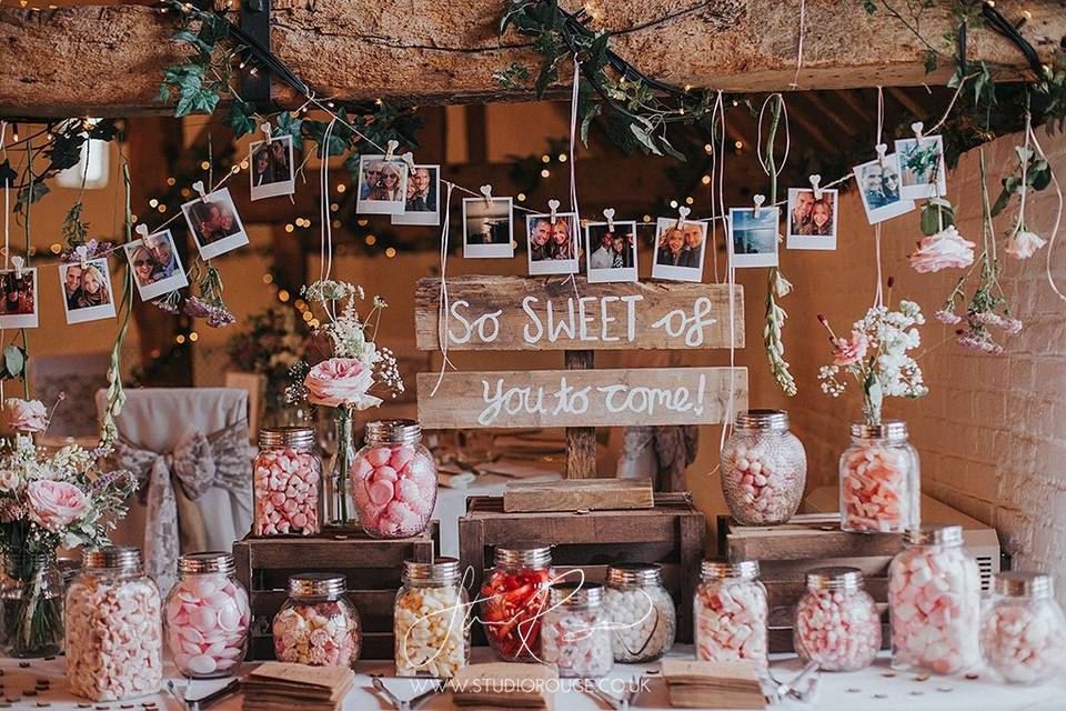 Sweet Table in Barn Entrance