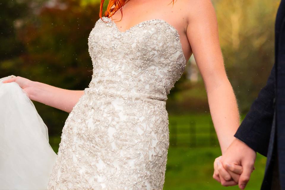 Bride in the rain with Rainbow