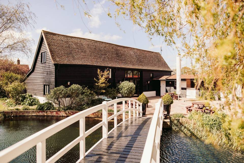 Barn exterior with bridge