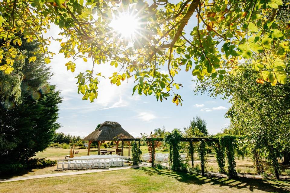 Thatched gazebo for outdoor ceremonies