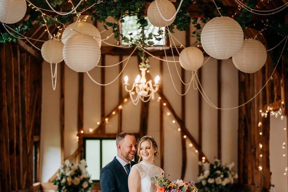 Inside wedding barn