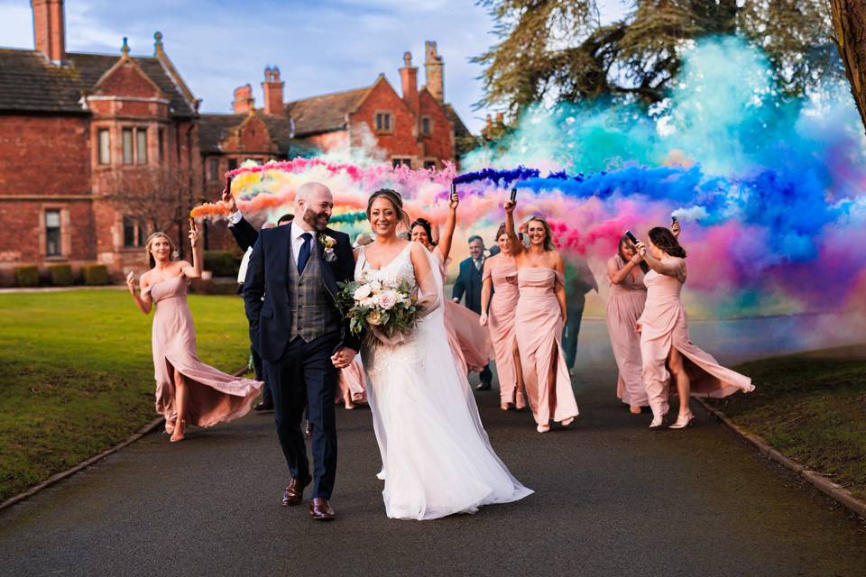 Colourful smoke bombs