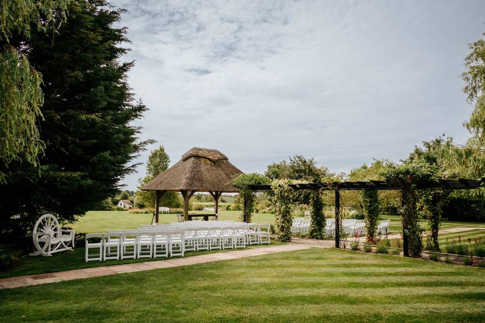 Outdoor wedding ceremony set