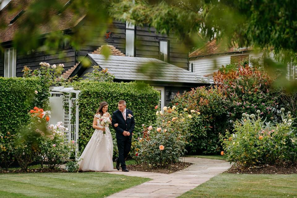 Walking to wedding ceremony