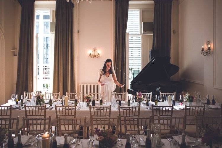 Bride in the dining room