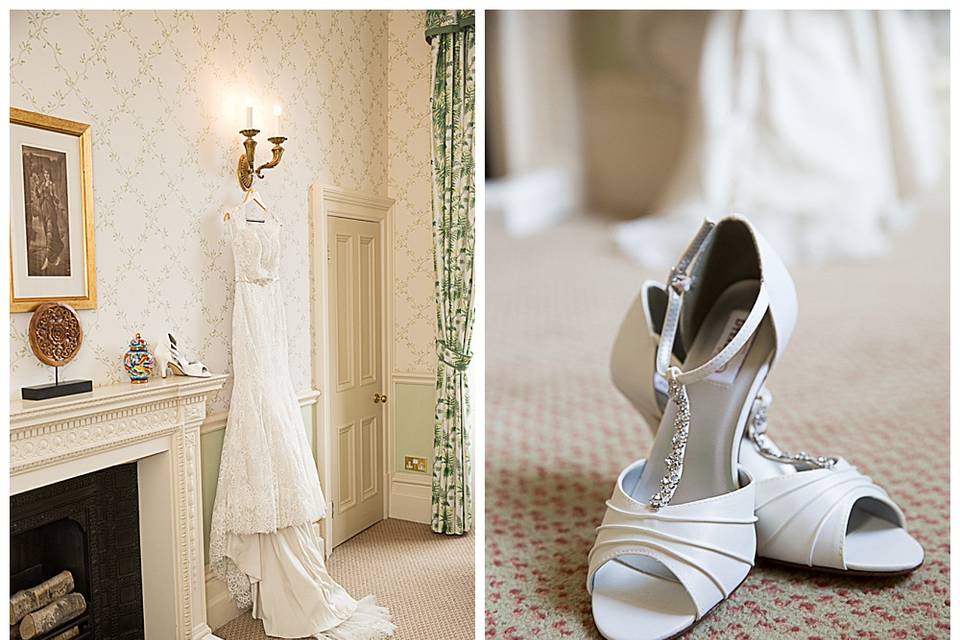 Wedding dress and shoes