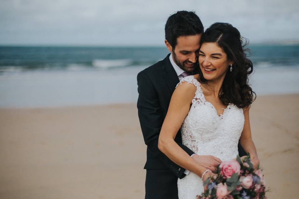 Bride and groom at Carbis Bay