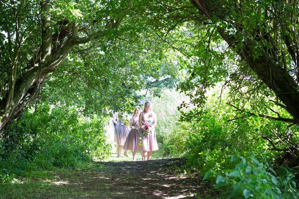 The bridesmaids arrive...